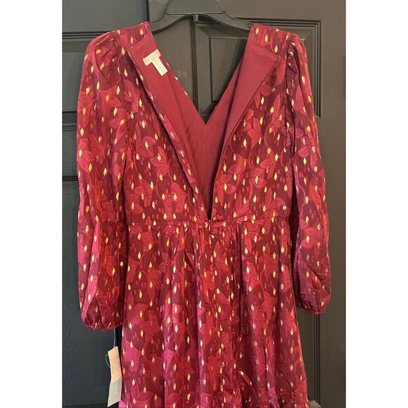 London Times Womens V-Neck Ruched Waist Tiered Skirt Dress -4 - Picture 6 of 8